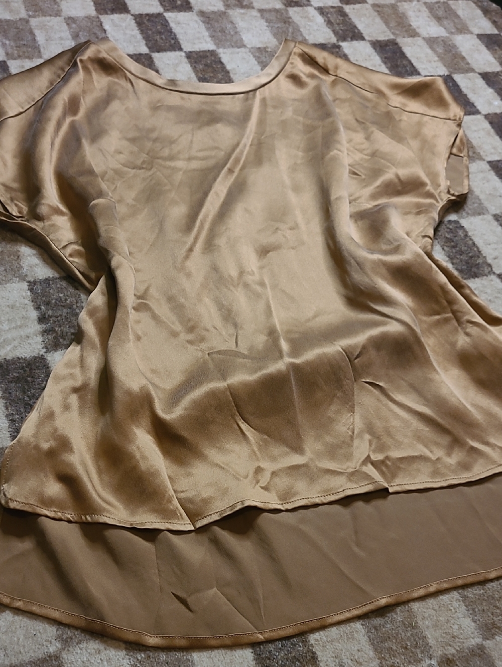 100% Silk Bronze Gold Blouse